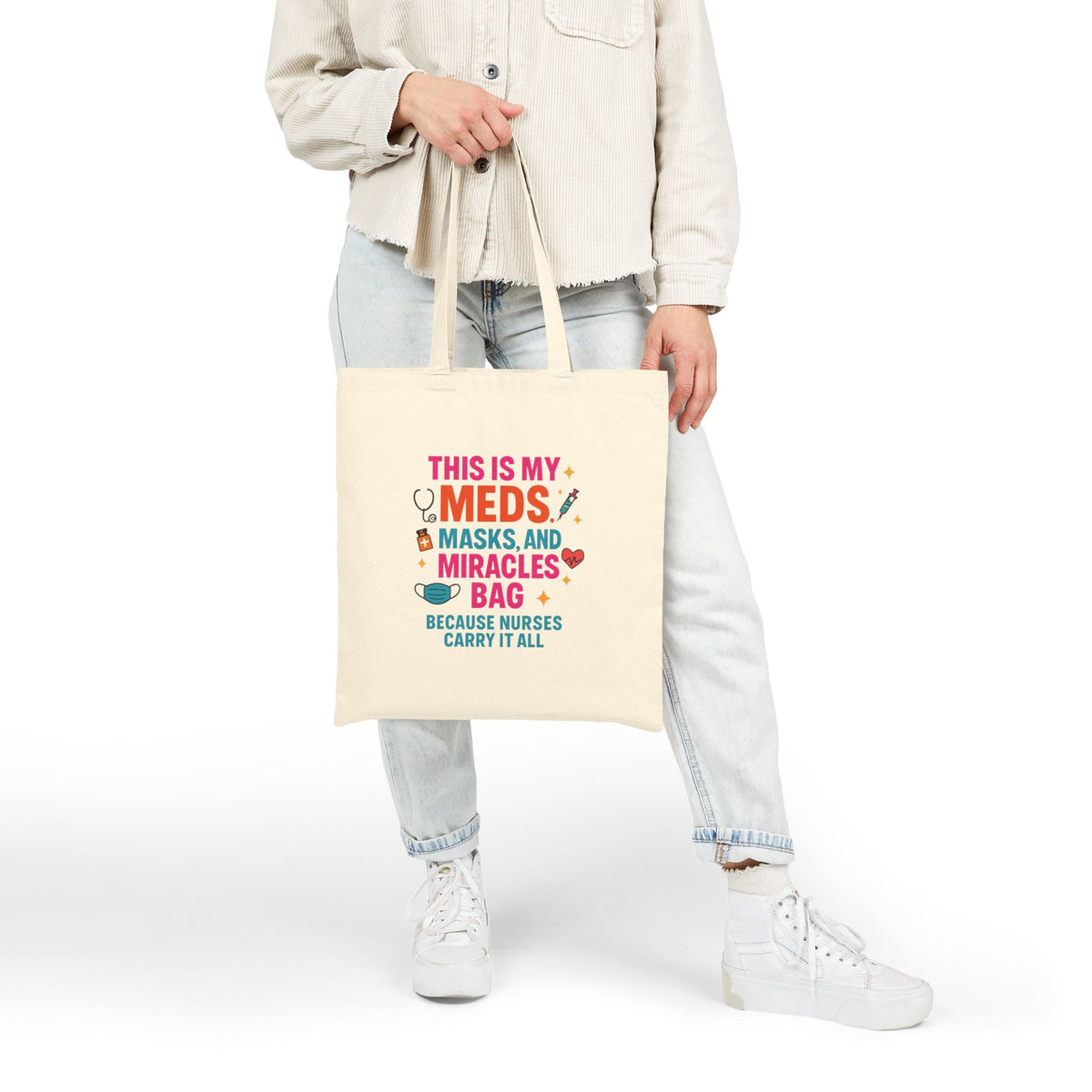 Nurse Appreciation Tote Bag, Gift for Nurses, Medical Work Bag, Canvas Love Bag, Career Tote for Healthcare