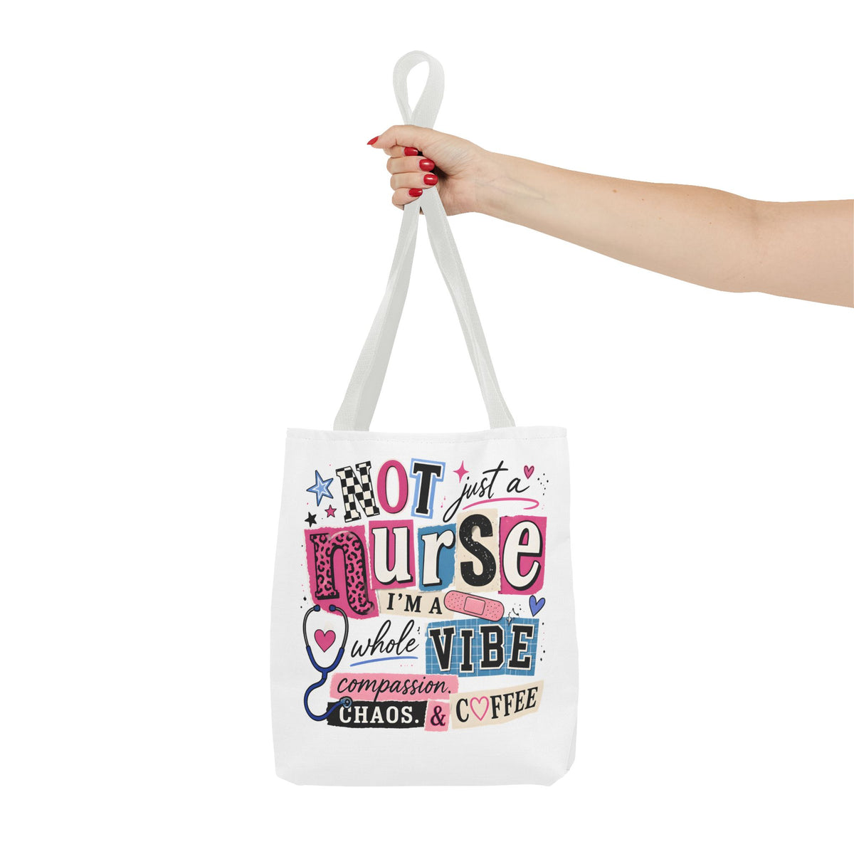 Nurse Vibe Tote Bag — "Not Just a Nurse, I'm a Whole Vibe" Floral Medical Tote