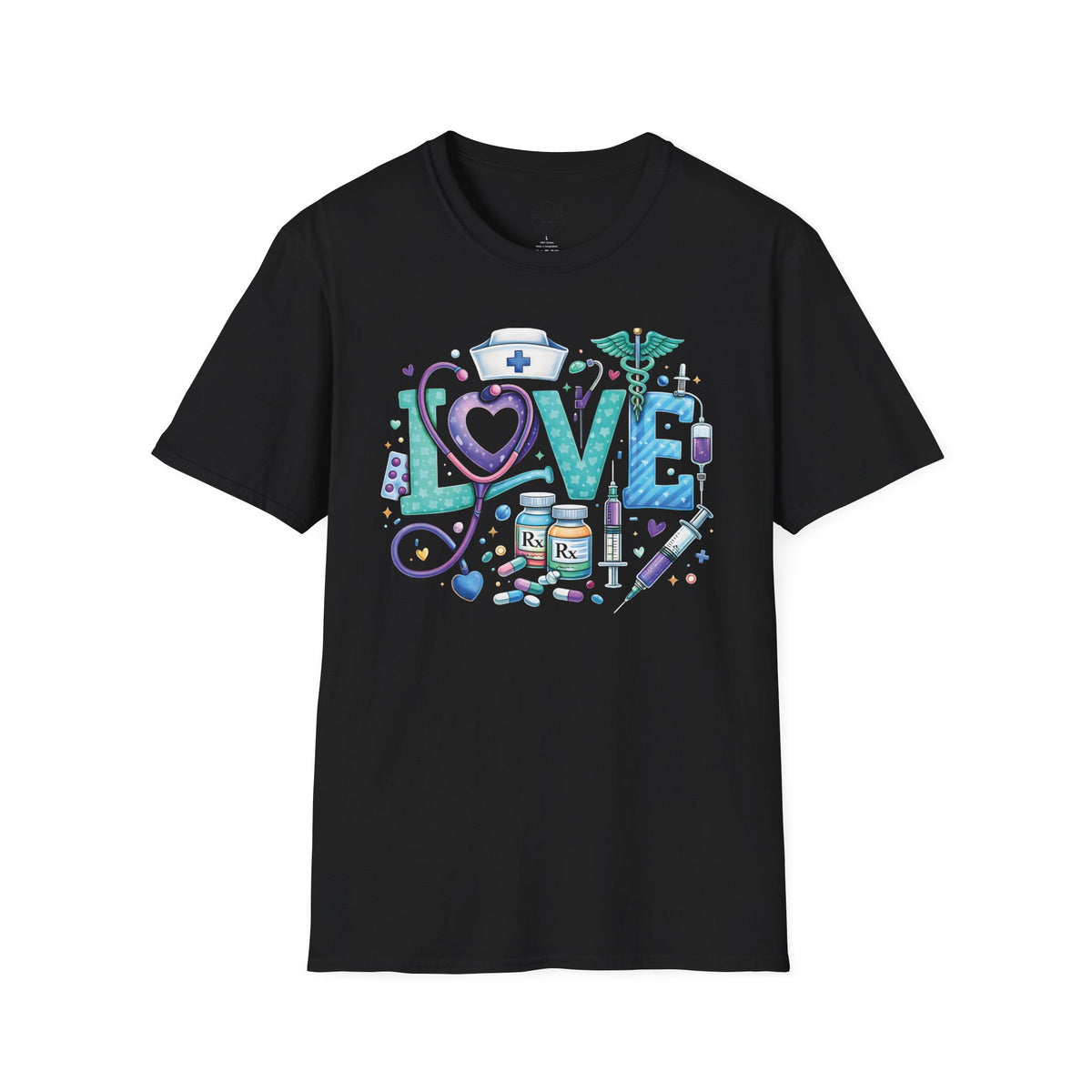 Nurse Love graphic tee | T-Shirt, medical stethoscope heart design