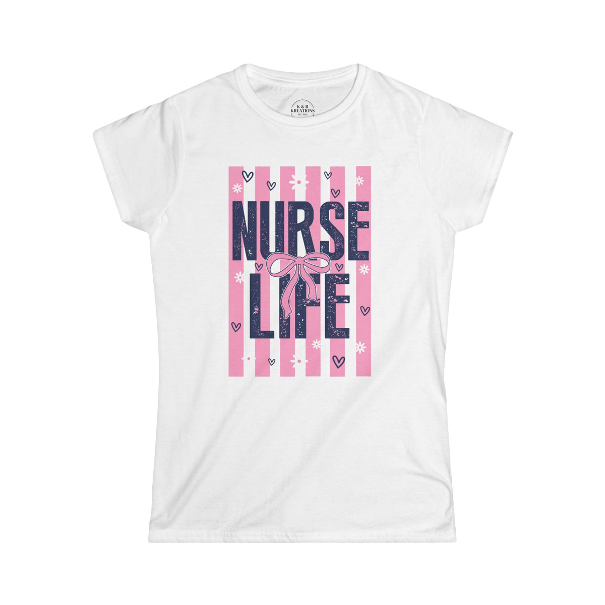 Nurse Life Tee — Pink Striped 'Nurse Life' Graphic Shirt for Nurses