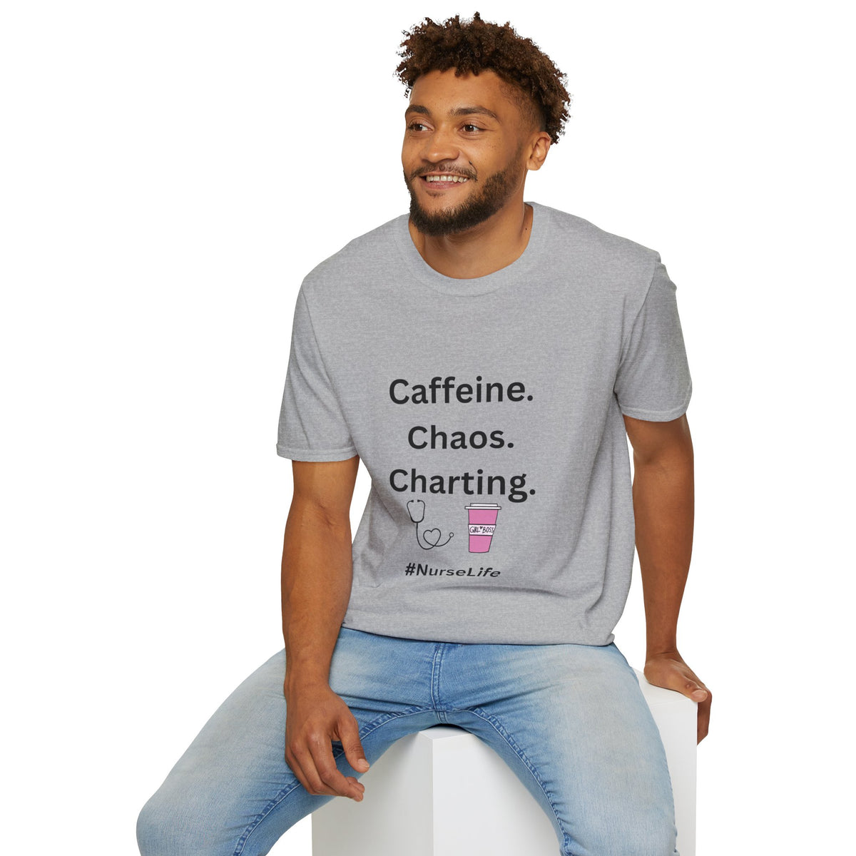 Nurse Life T-Shirt - Caffeine, Chaos, Charting, Gifts for Nurses, Funny Nurse Apparel, Medical Humor Tee, Healthcare Worker Shirt