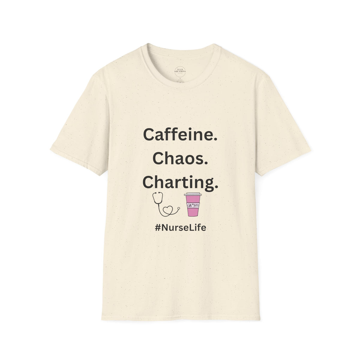 Nurse Life T-Shirt - Caffeine, Chaos, Charting, Gifts for Nurses, Funny Nurse Apparel, Medical Humor Tee, Healthcare Worker Shirt