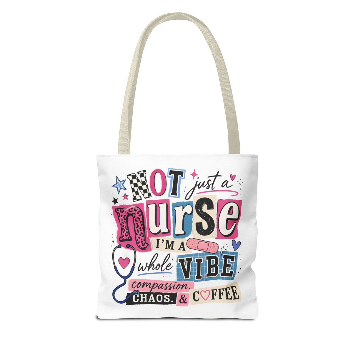 Nurse Vibe Tote Bag — "Not Just a Nurse, I'm a Whole Vibe" Floral Medical Tote