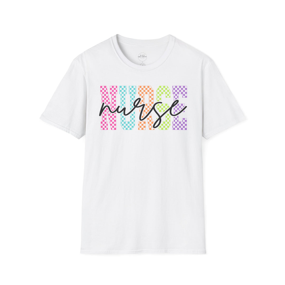 Rainbow Checkerboard Nurse T-Shirt | Colorful Nurse Tee