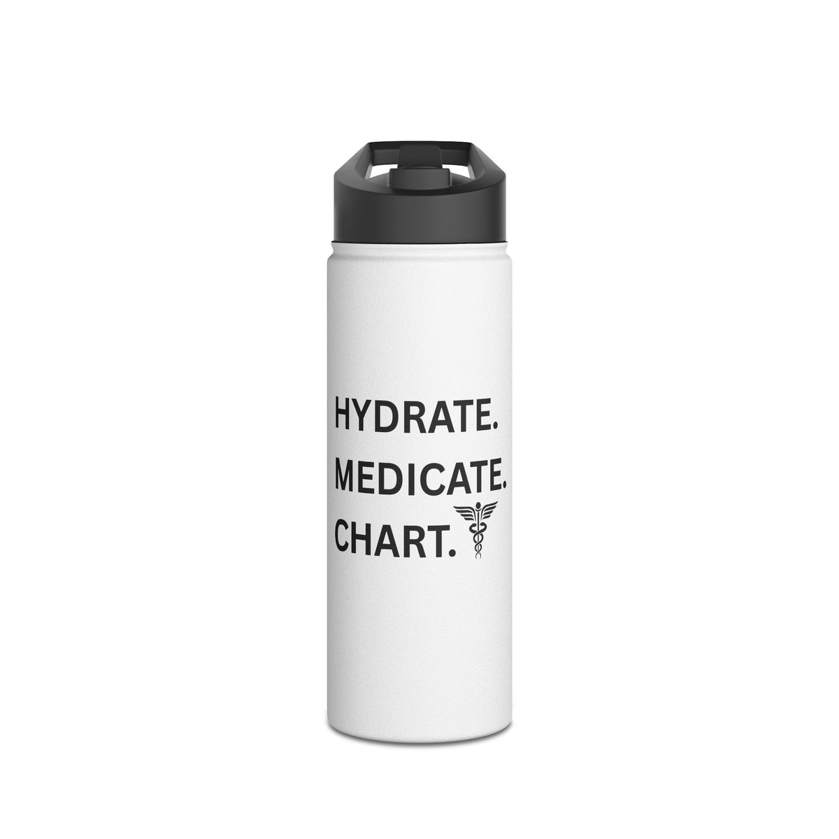 Hydration Reminder Water Bottle - Nurse Gift, Medicinal Motivational Drink, Travel Flask, Health Enthusiast Gear, Stylish Stainless Steel