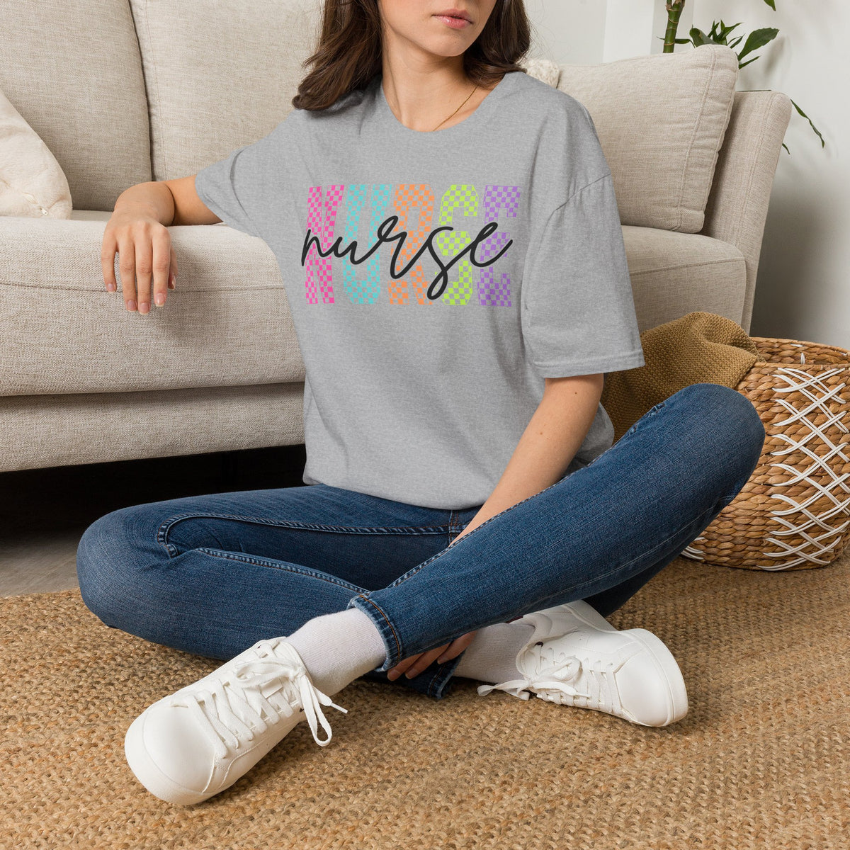 Rainbow Checkerboard Nurse T-Shirt | Colorful Nurse Tee