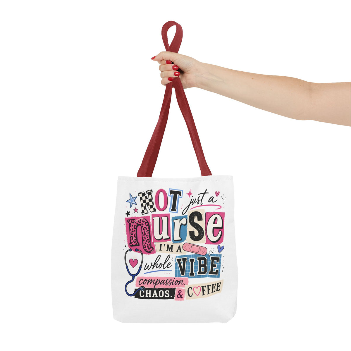 Nurse Vibe Tote Bag — "Not Just a Nurse, I'm a Whole Vibe" Floral Medical Tote