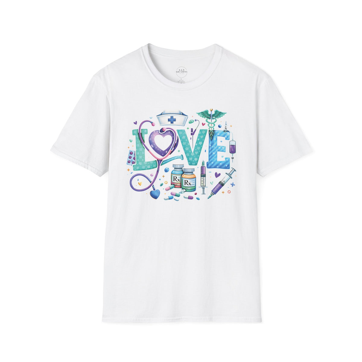Nurse Love graphic tee | T-Shirt, medical stethoscope heart design