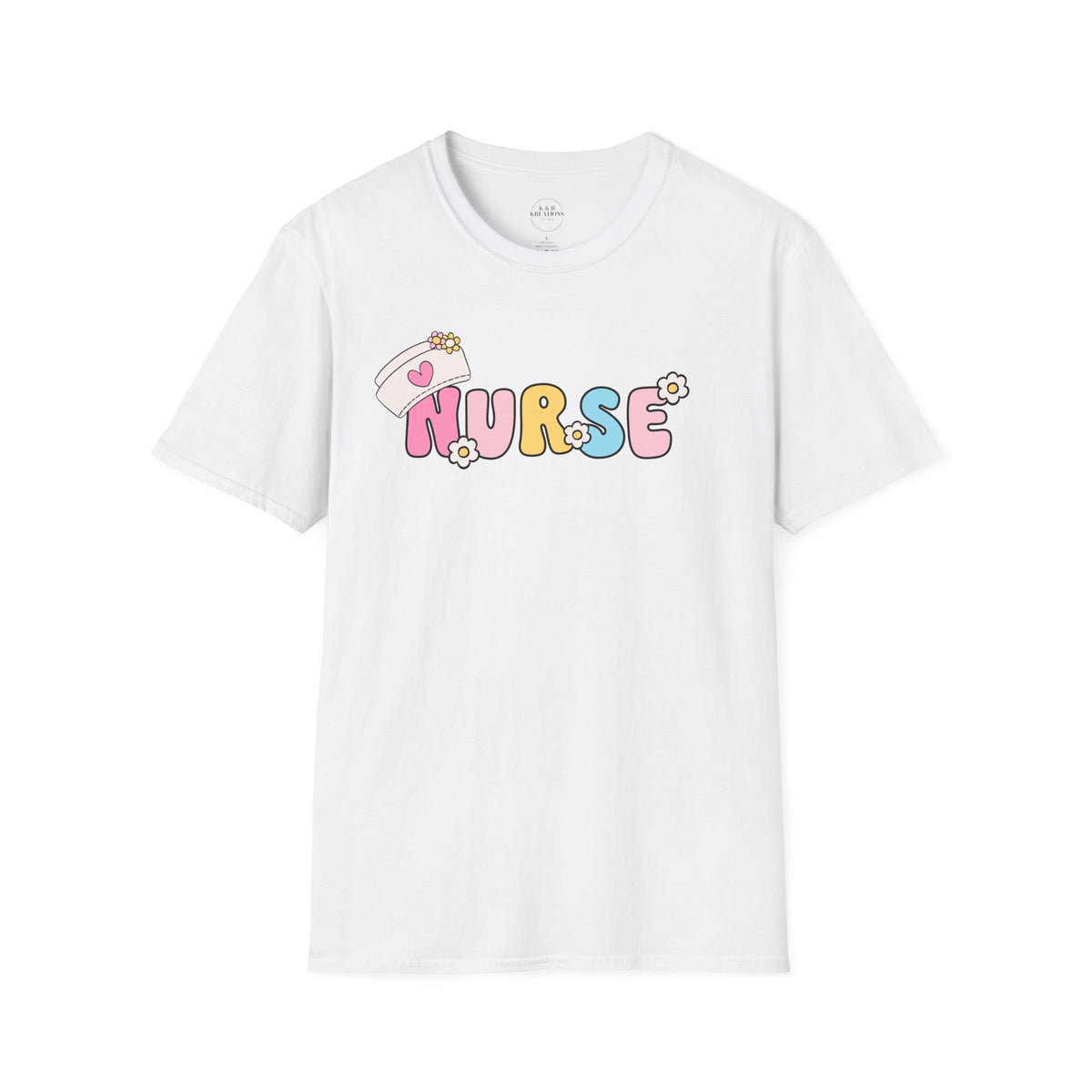 Retro Floral 'Nurse' Graphic T-Shirt | Cute Nurse Hat Design