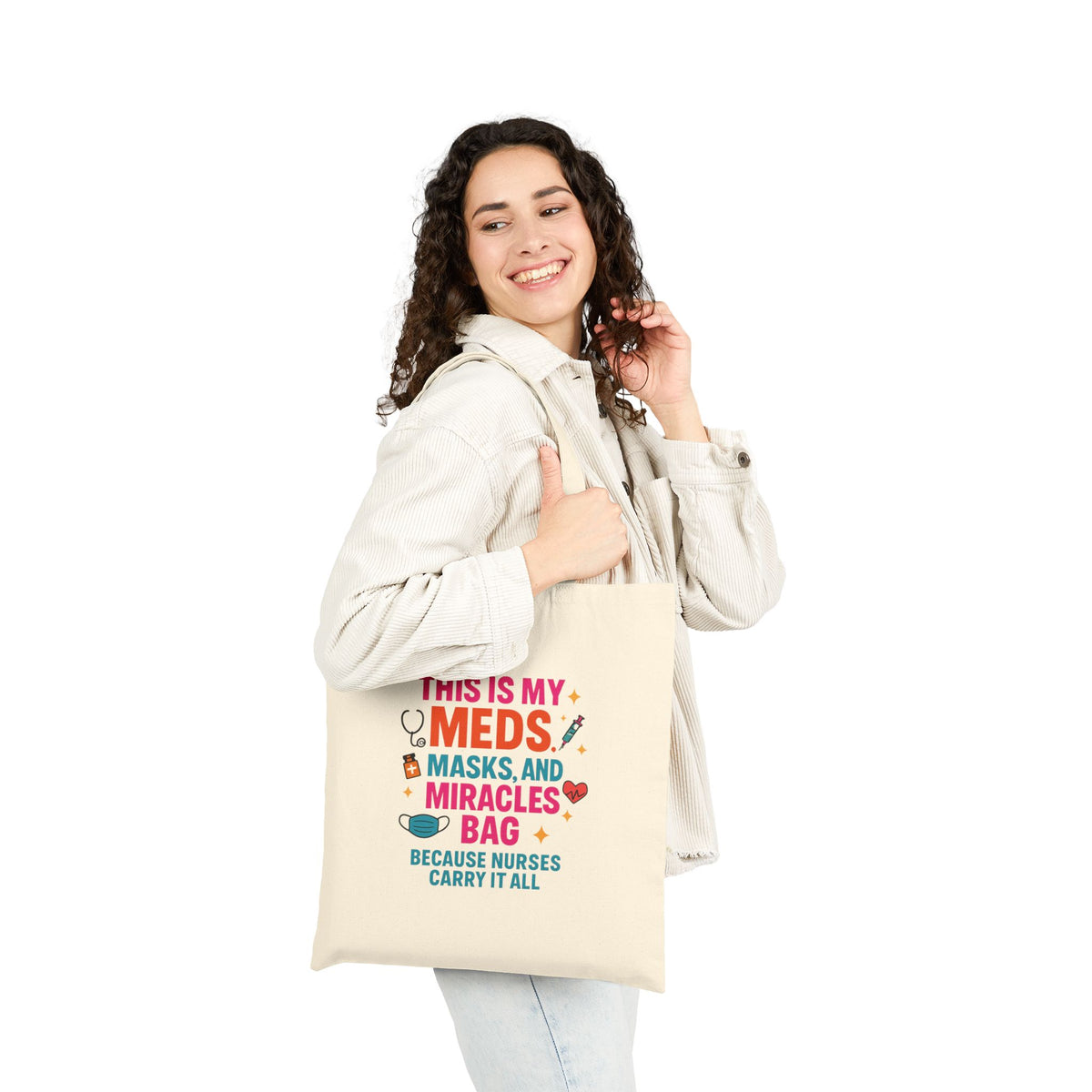 Nurse Appreciation Tote Bag, Gift for Nurses, Medical Work Bag, Canvas Love Bag, Career Tote for Healthcare