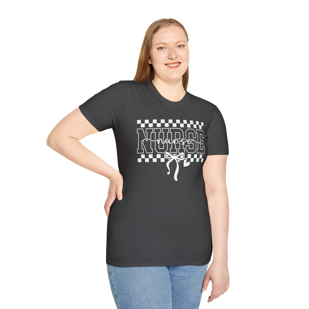 Nurse Retro Checkerboard Tee – Stethoscope Graphic Shirt for Nurses
