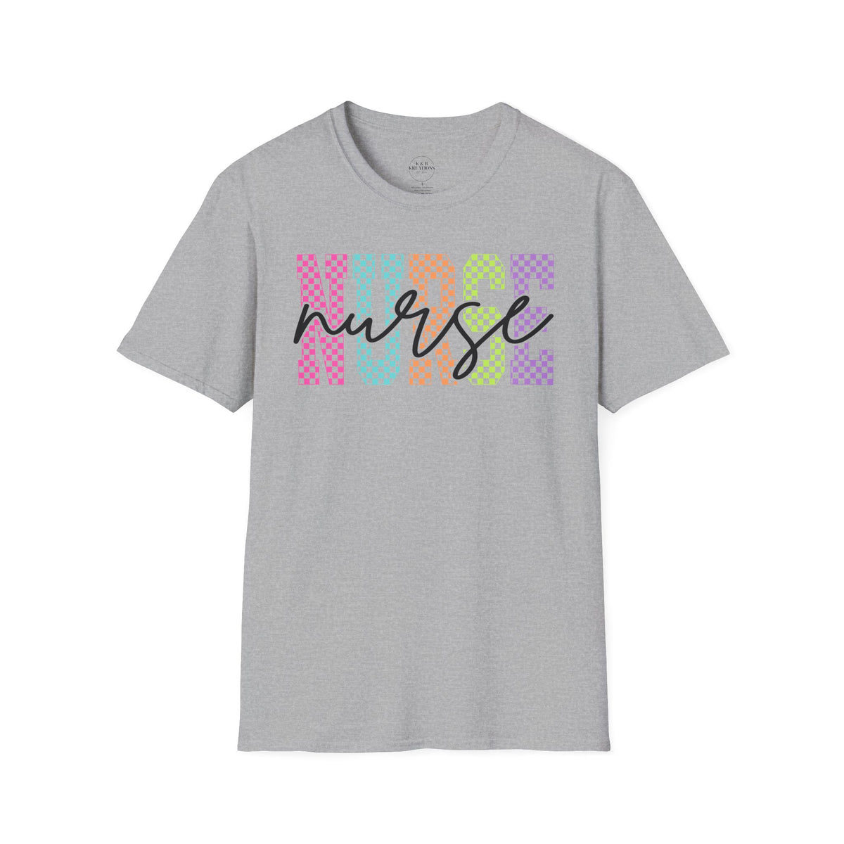 Rainbow Checkerboard Nurse T-Shirt | Colorful Nurse Tee