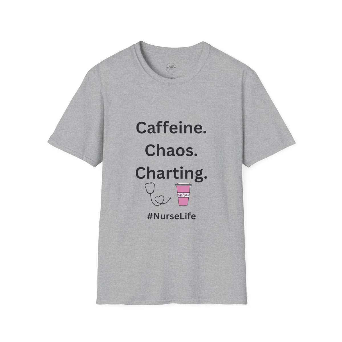 Nurse Life T-Shirt - Caffeine, Chaos, Charting, Gifts for Nurses, Funny Nurse Apparel, Medical Humor Tee, Healthcare Worker Shirt