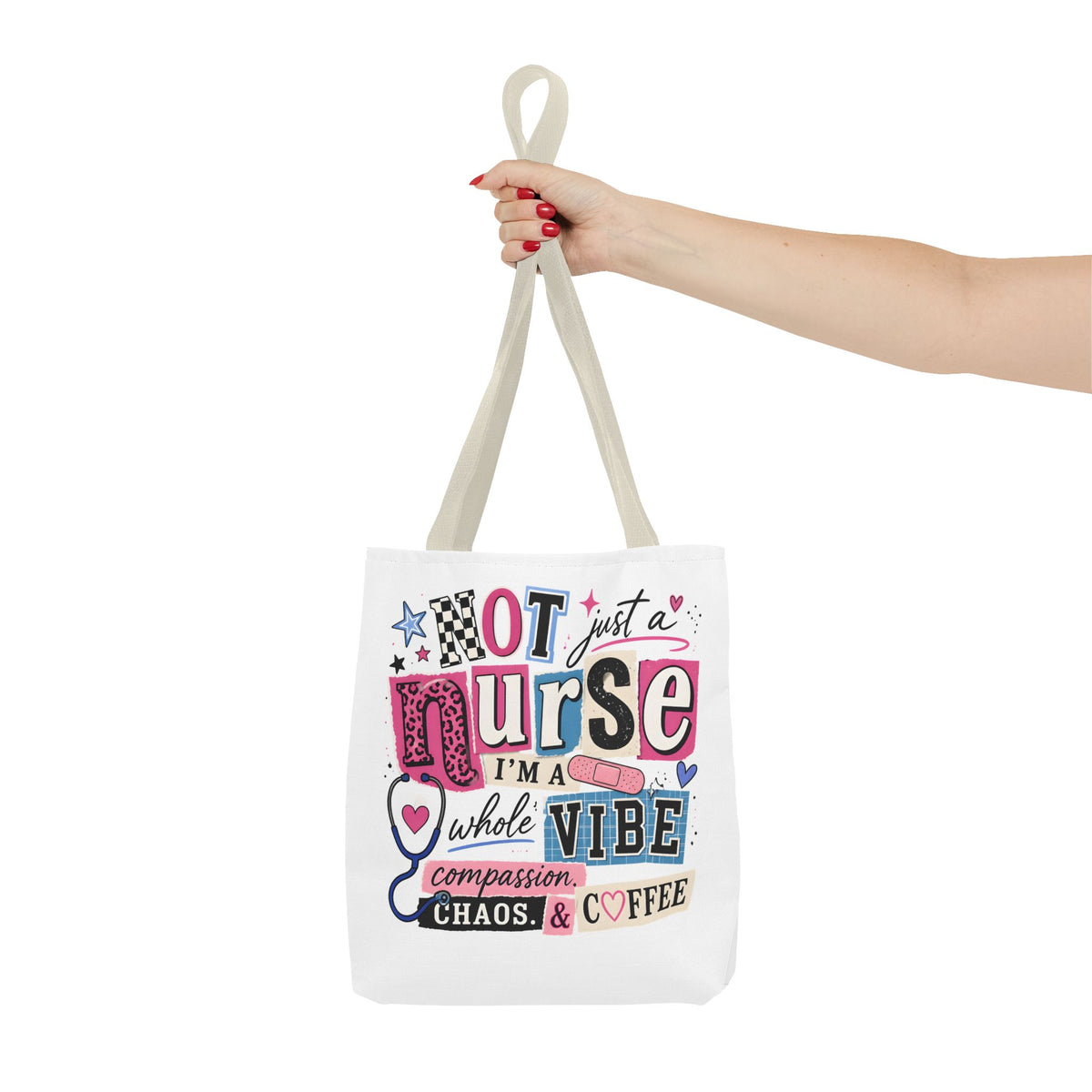 Nurse Vibe Tote Bag — "Not Just a Nurse, I'm a Whole Vibe" Floral Medical Tote