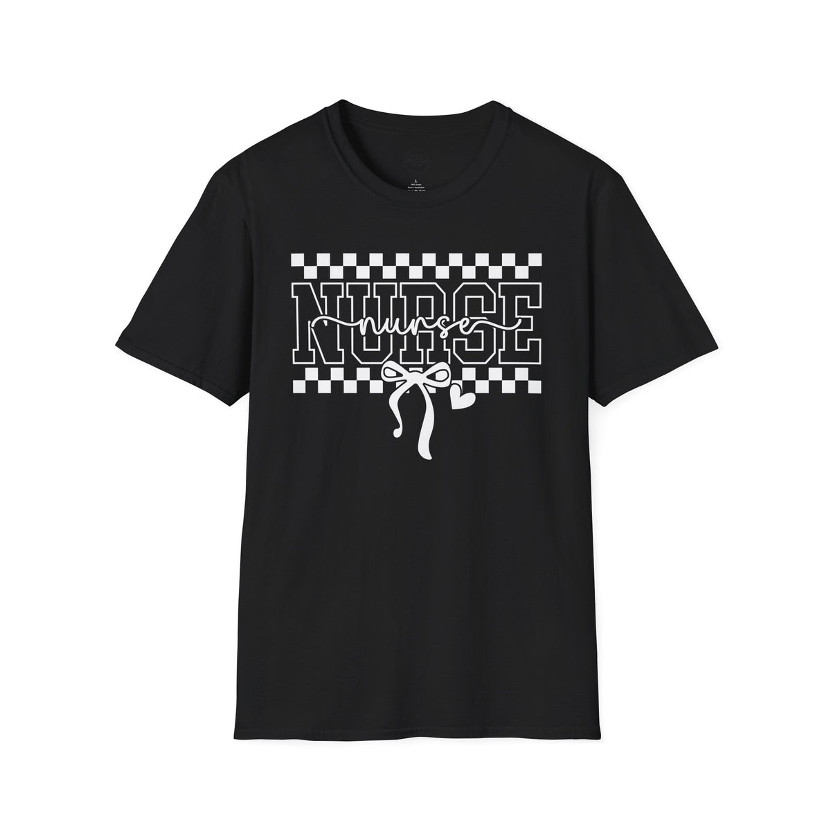 Nurse Retro Checkerboard Tee – Stethoscope Graphic Shirt for Nurses