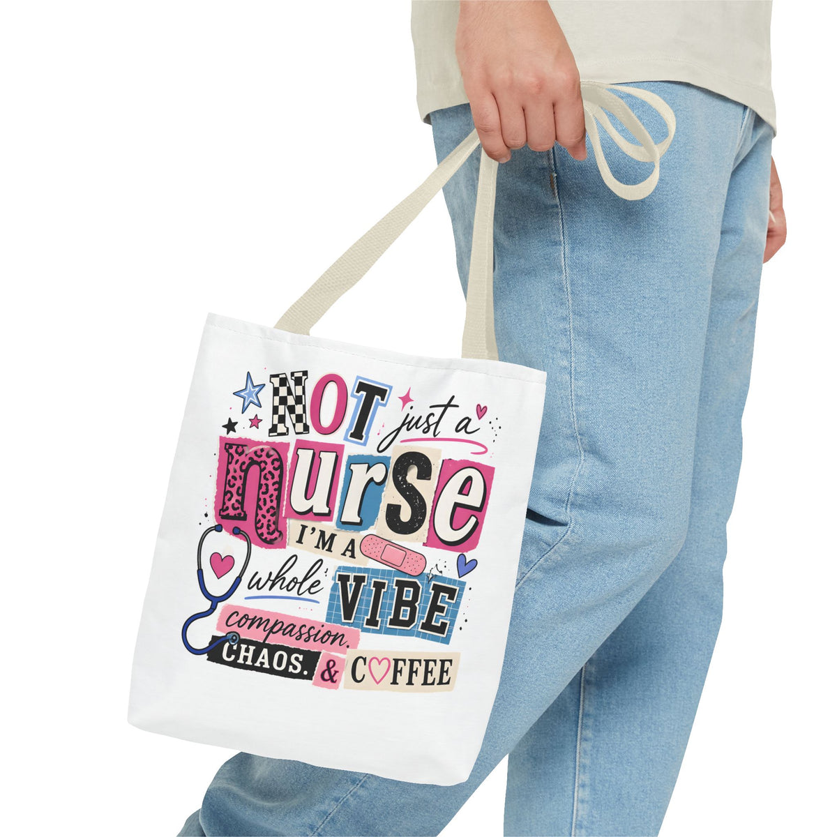 Nurse Vibe Tote Bag — "Not Just a Nurse, I'm a Whole Vibe" Floral Medical Tote