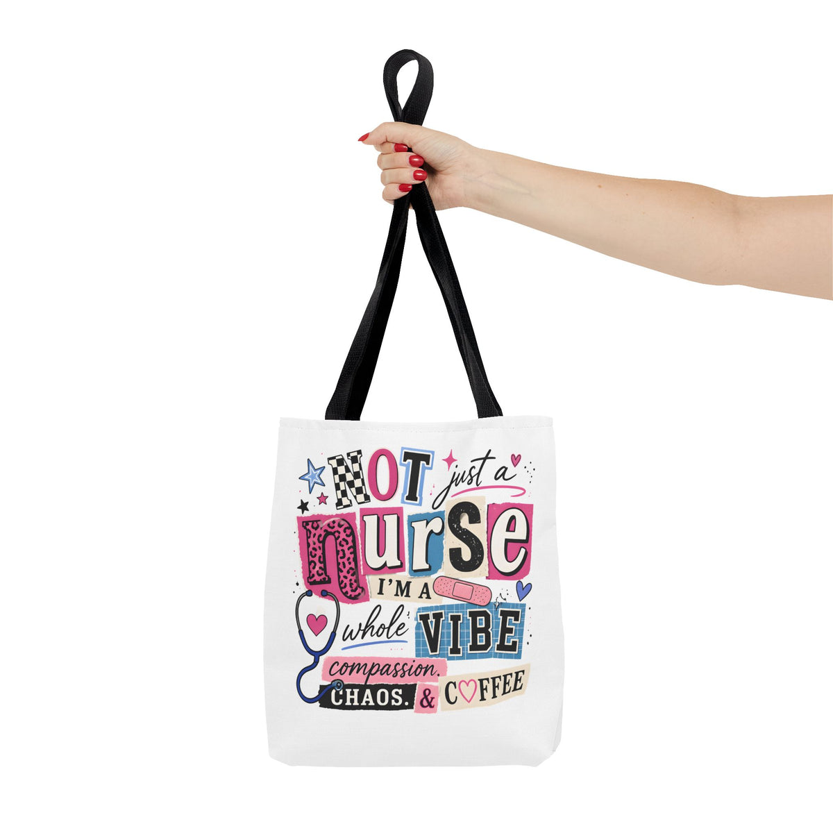 Nurse Vibe Tote Bag — "Not Just a Nurse, I'm a Whole Vibe" Floral Medical Tote