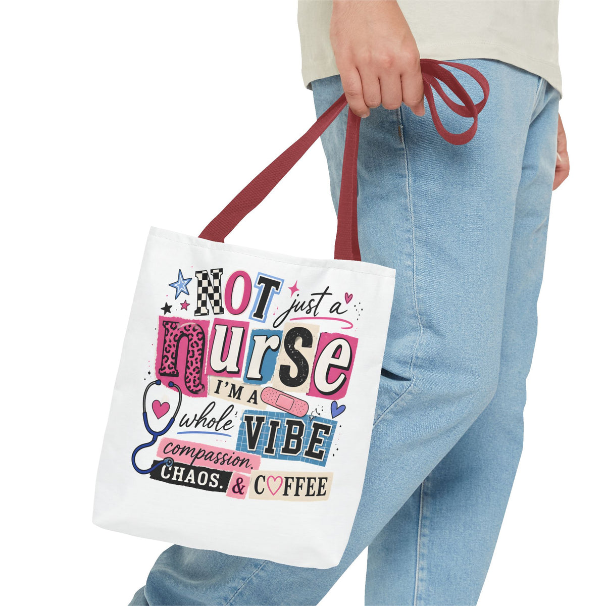 Nurse Vibe Tote Bag — "Not Just a Nurse, I'm a Whole Vibe" Floral Medical Tote
