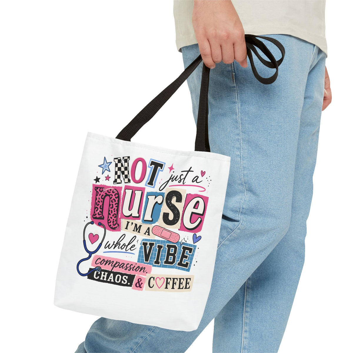 Nurse Vibe Tote Bag — "Not Just a Nurse, I'm a Whole Vibe" Floral Medical Tote
