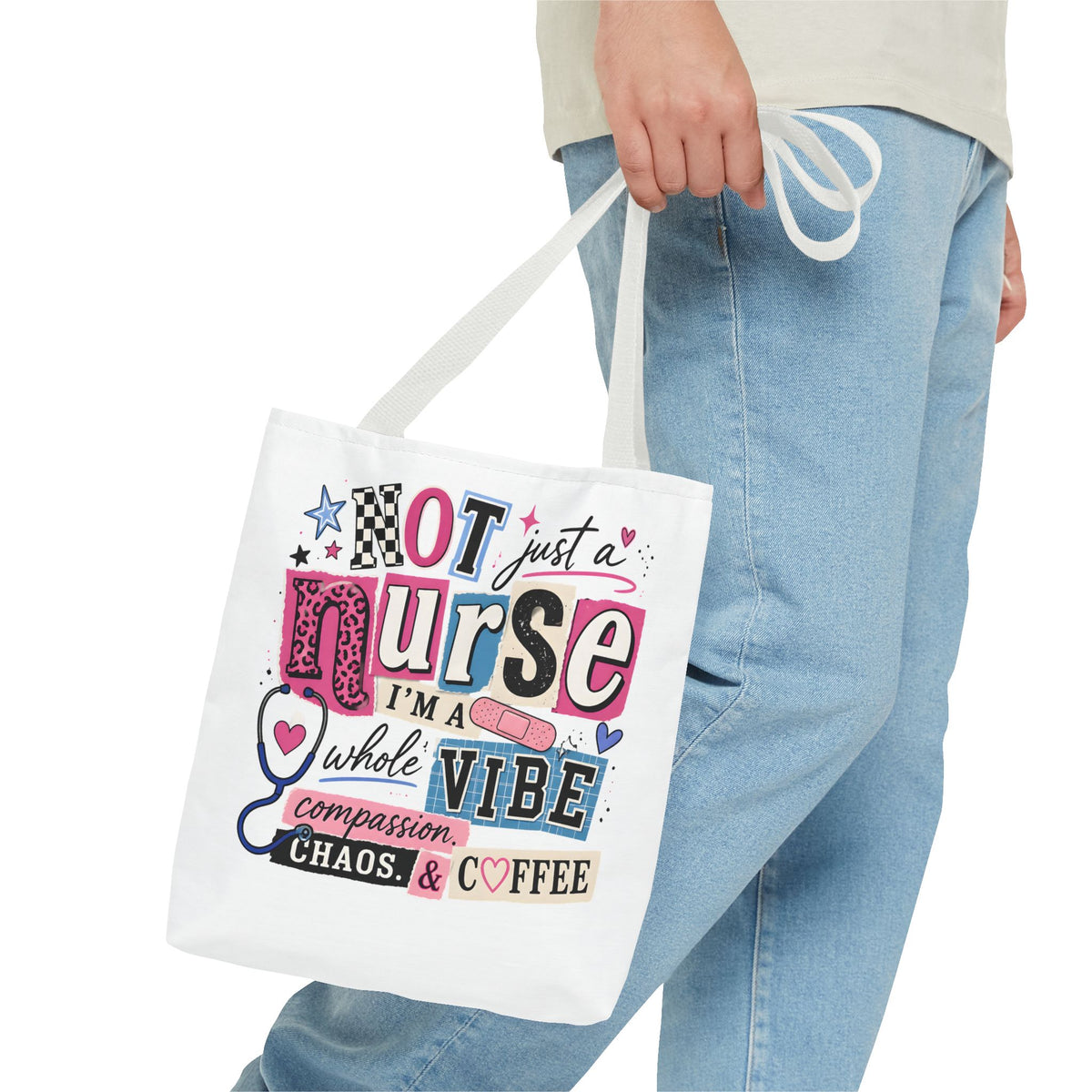 Nurse Vibe Tote Bag — "Not Just a Nurse, I'm a Whole Vibe" Floral Medical Tote
