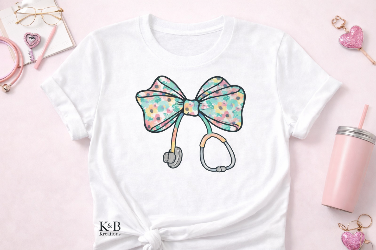 Bows & Stethoscopes Graphic T-shirt
